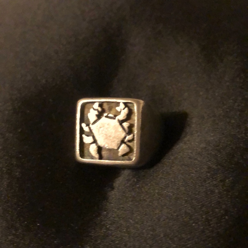 Silver Ring with Crab or Cancer Sign